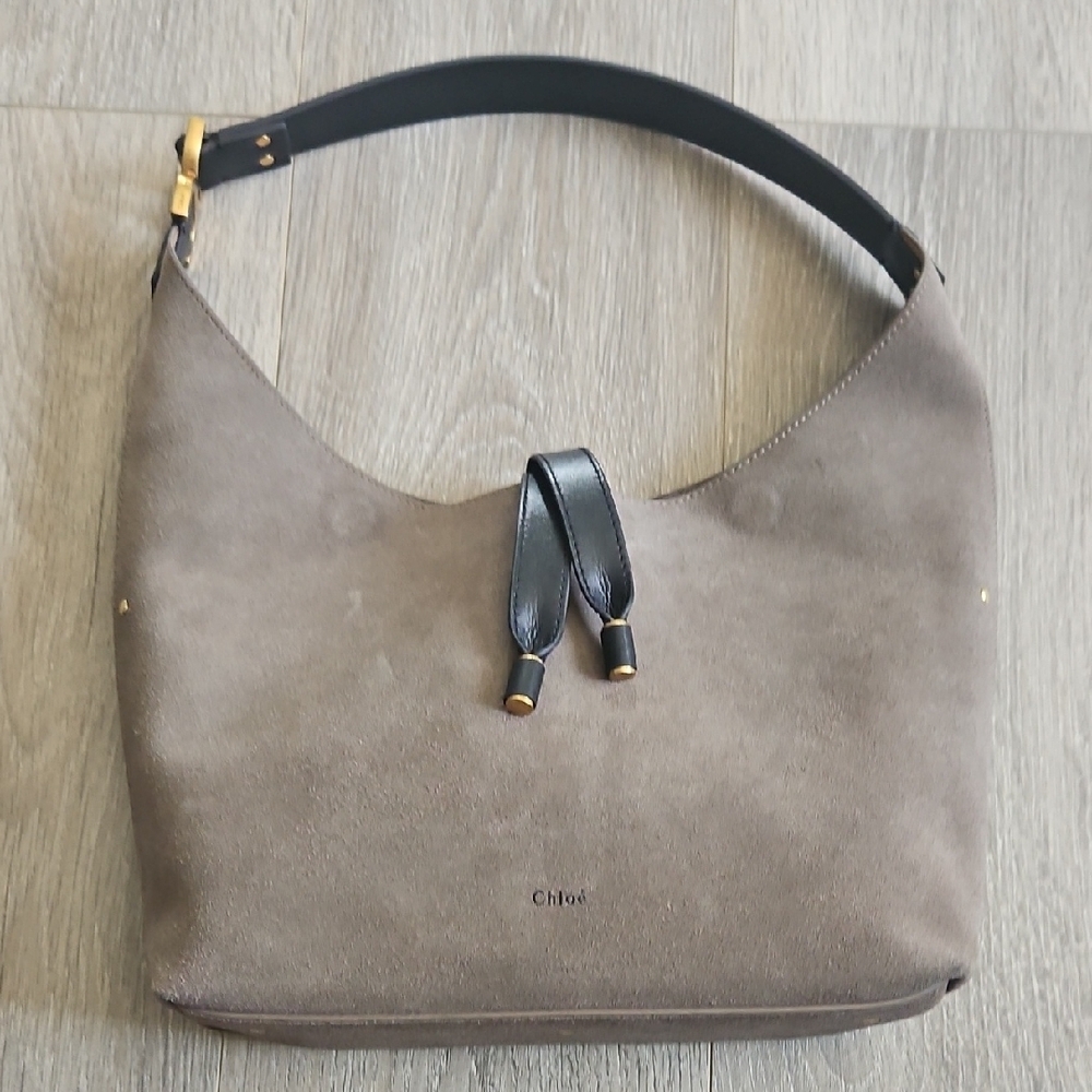 Chloe Taupe / Grey Suede Hobo Bag